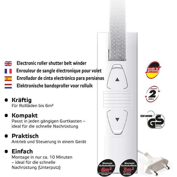 Enrouleur électrique pour volet roulant 45kg - Blanc - 34% de remise