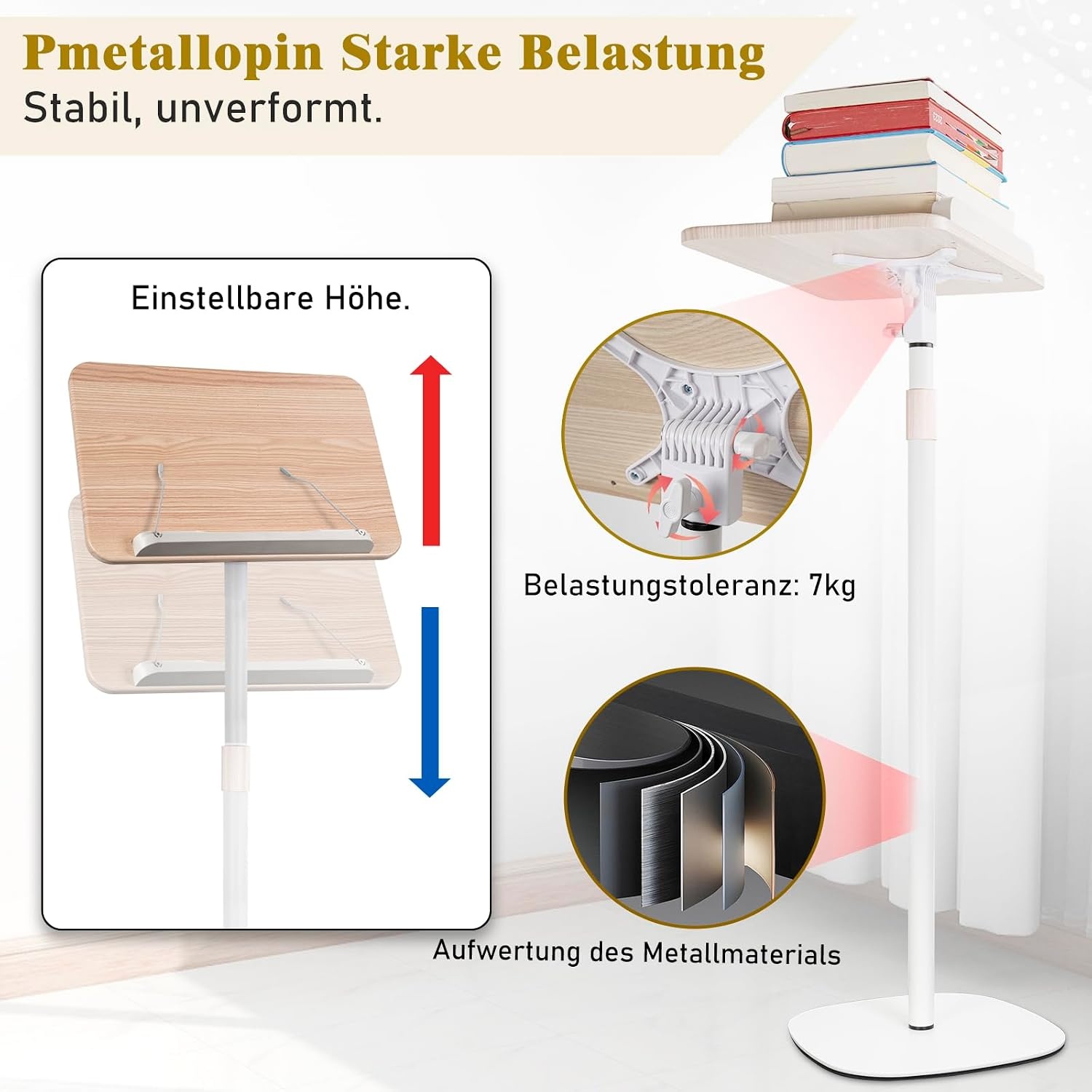 Support de livre réglable et table d'appoint blanc - 33% de remise