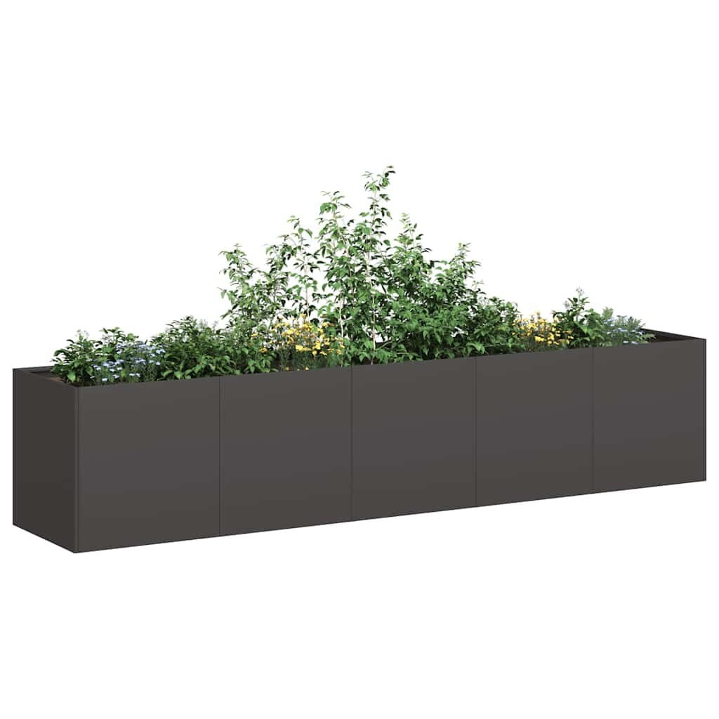 Jardinière en acier noir 200x40x40 cm - 34% de remise