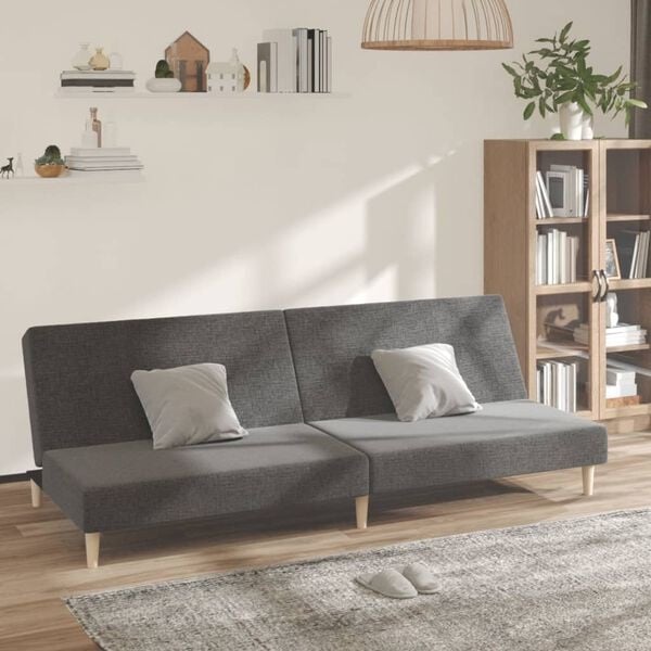 Canapé-lit 2 places en tissu gris clair - 35% de remise