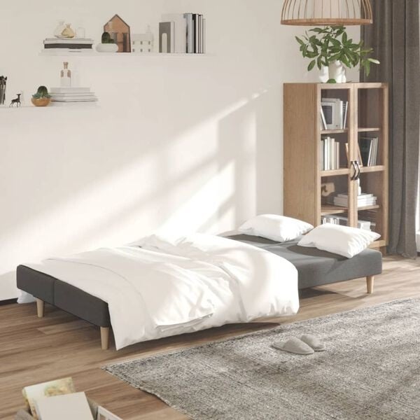 Canapé-lit 2 places en tissu gris clair - 35% de remise