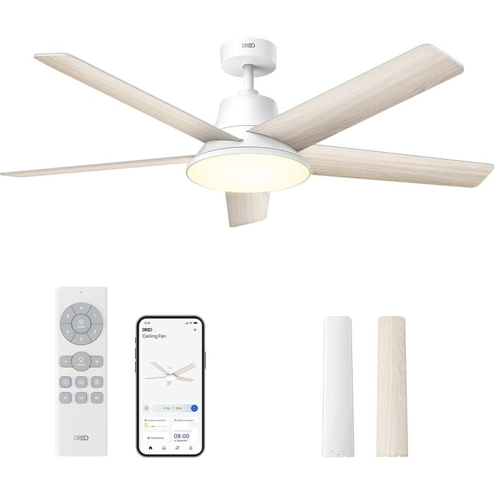 Ventilateur de plafond LED 132 cm intelligent, moteur silencieux - 35% de remise