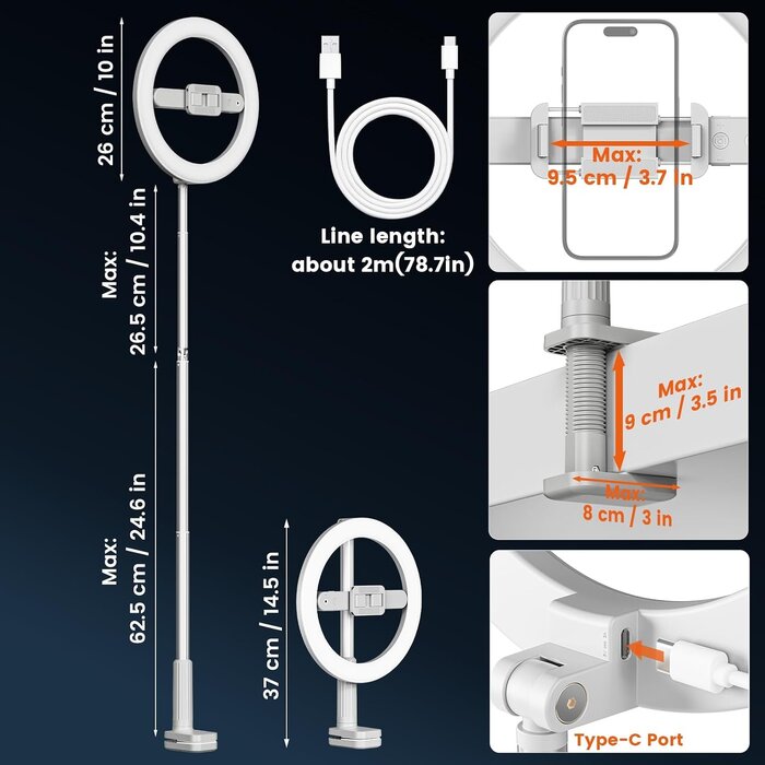 Support téléphone zénithal avec LED 10 pouces - 32% de remise