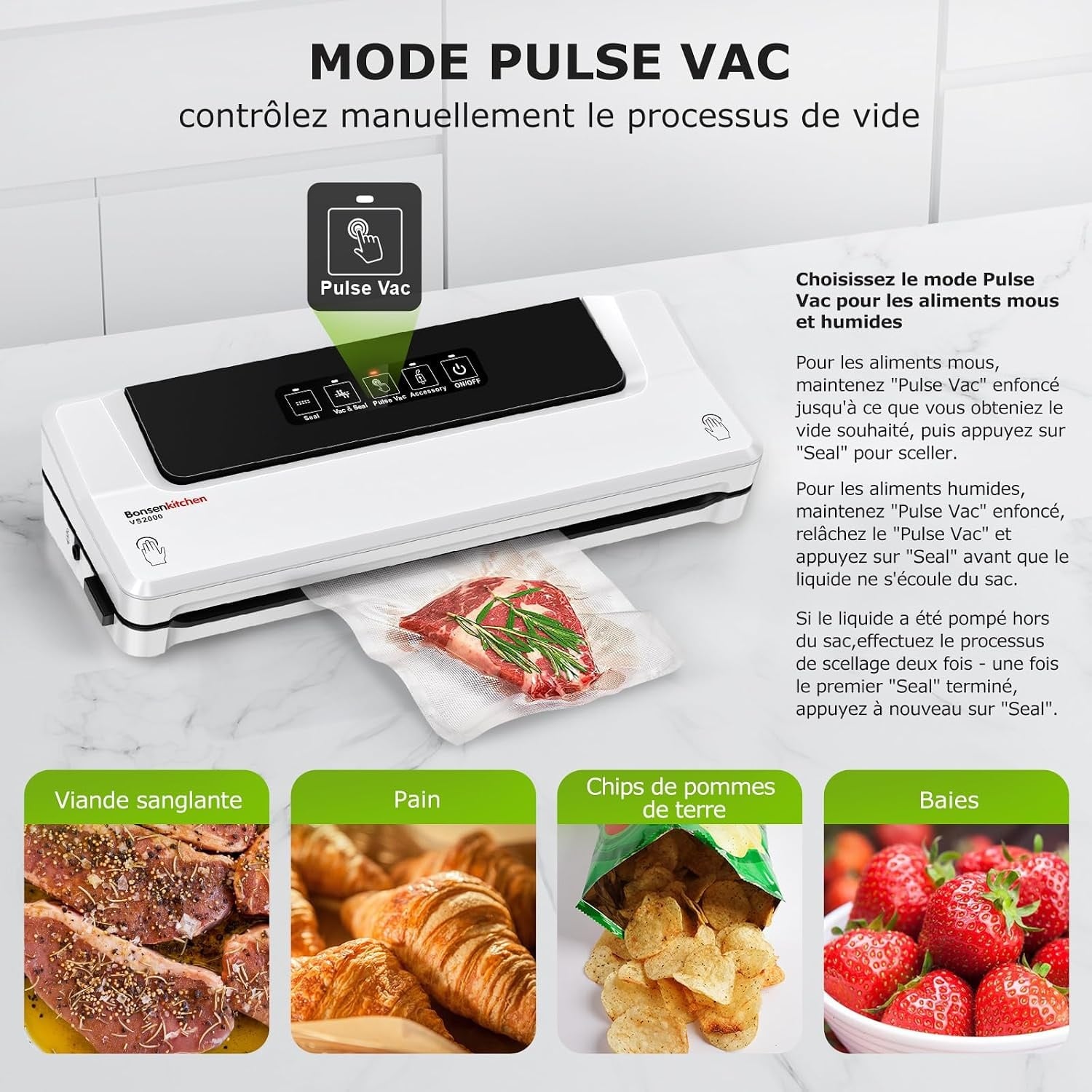 Appareil de mise sous vide 4 modes - Blanc - 33% de remise