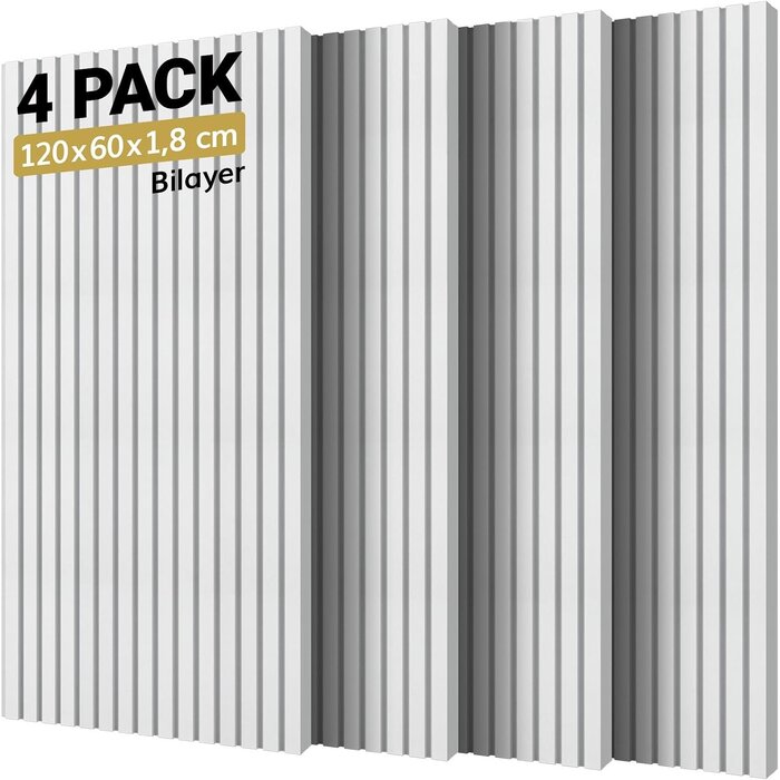 4 Panneaux Acoustiques Autocollants 120x60cm - Blanc - 33% de remise