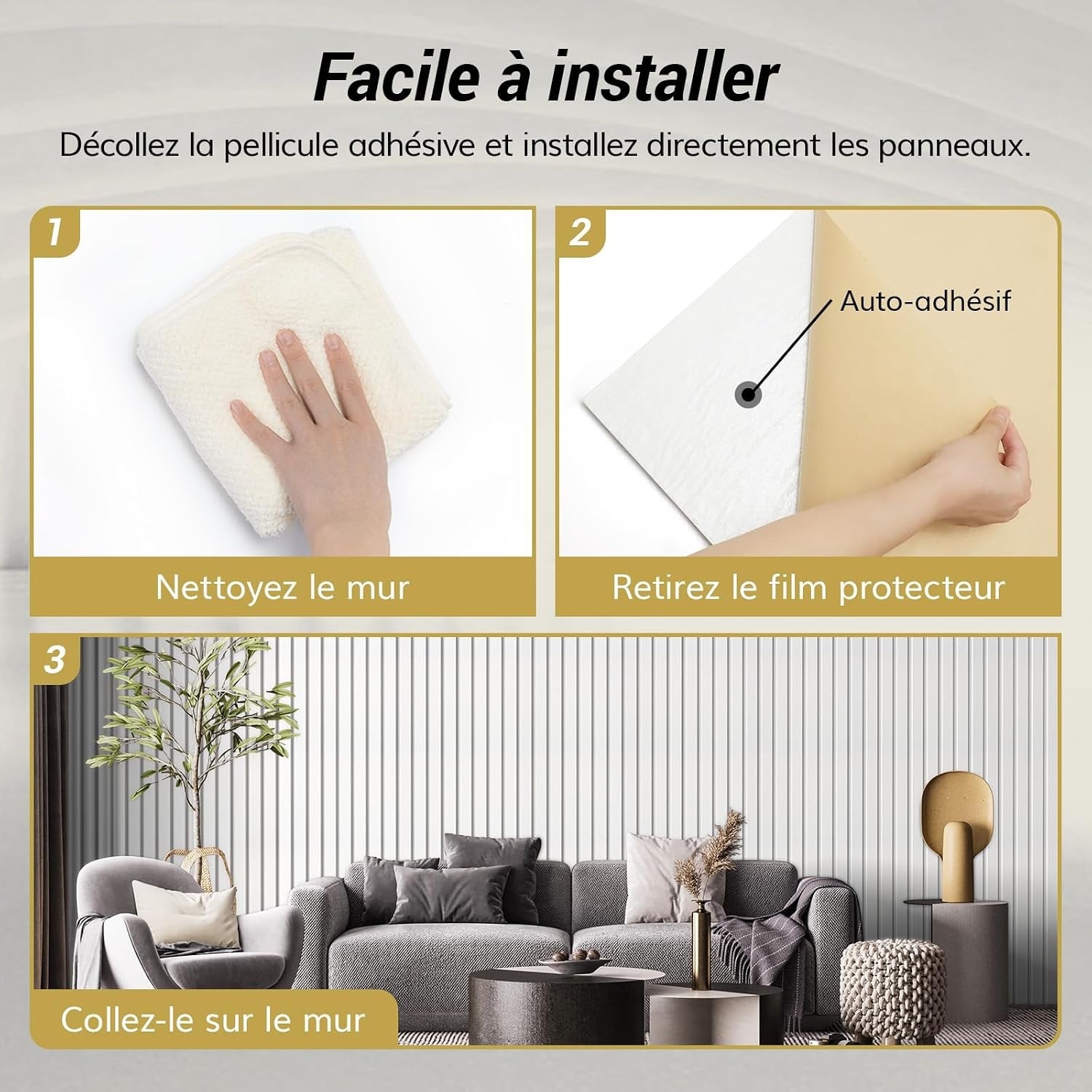 4 Panneaux Acoustiques Autocollants 120x60cm - Blanc - 33% de remise