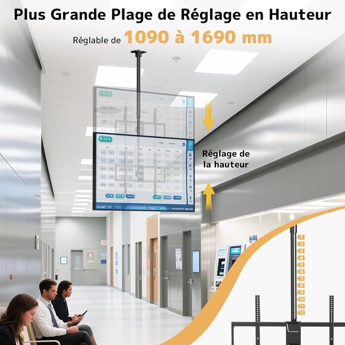 Support plafond TV 50-100 pouces inclinable - 34% de remise