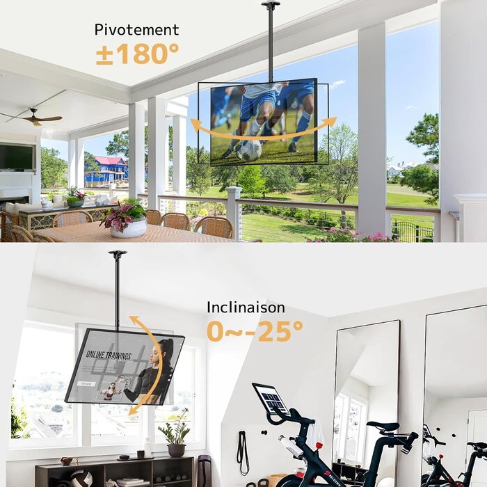 Support plafond TV 50-100 pouces inclinable - 34% de remise