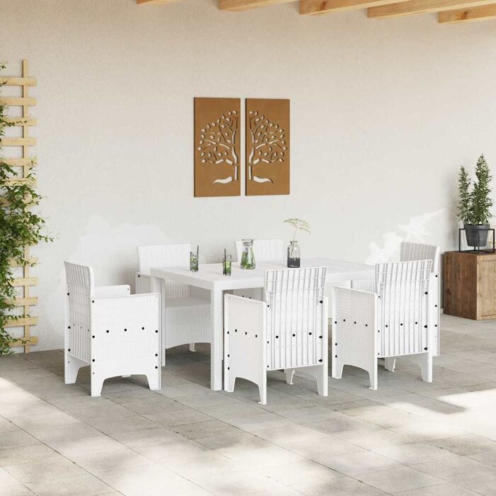 Table de jardin rectangulaire polyrotin blanc 150x100cm - 35% de remise