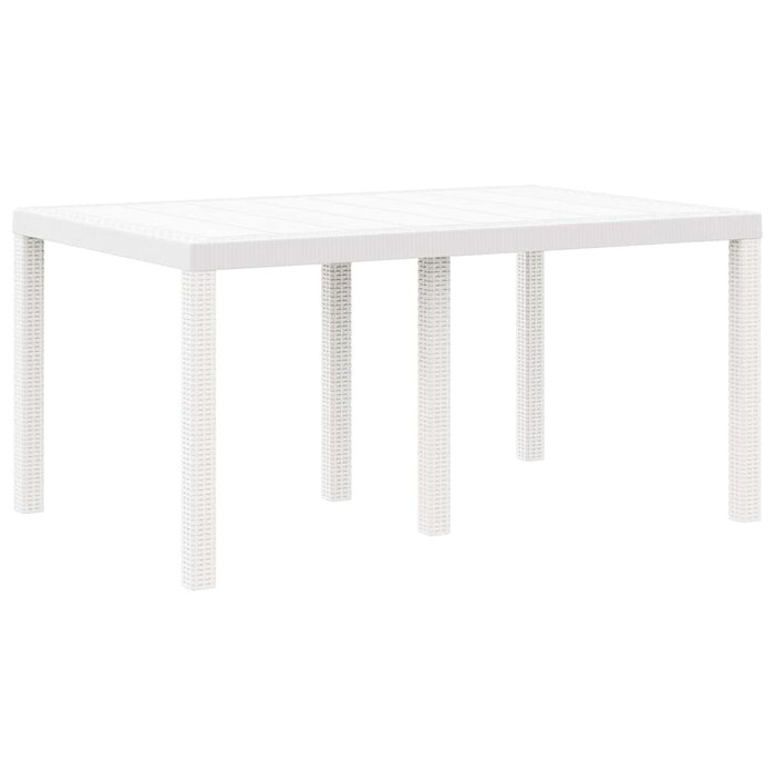 Table de jardin rectangulaire polyrotin blanc 150x100cm - 35% de remise