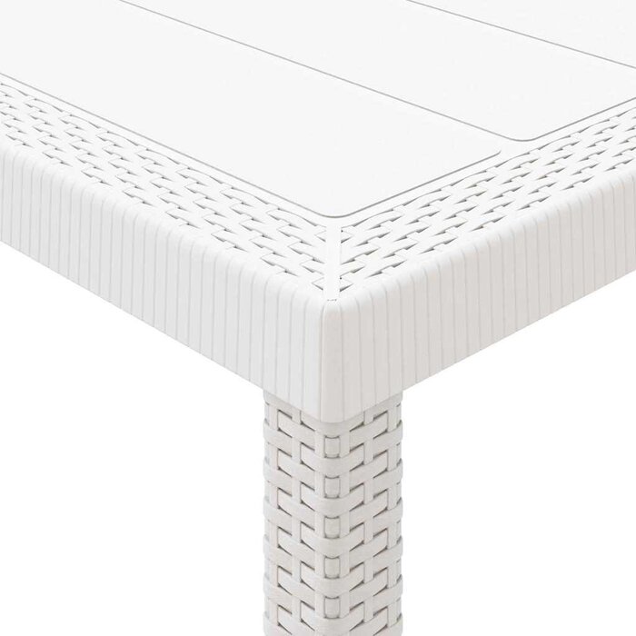 Table de jardin rectangulaire polyrotin blanc 150x100cm - 35% de remise