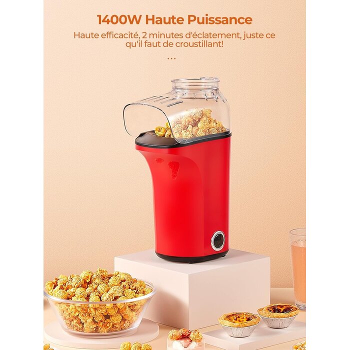 Machine à popcorn 4L 1400W rouge - 31% de remise