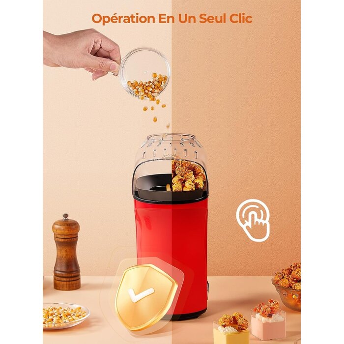 Machine à popcorn 4L 1400W rouge - 31% de remise