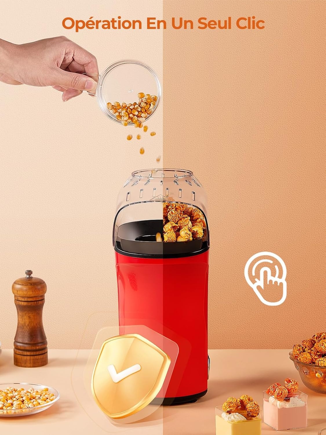 Machine à popcorn 4L 1400W rouge - 31% de remise