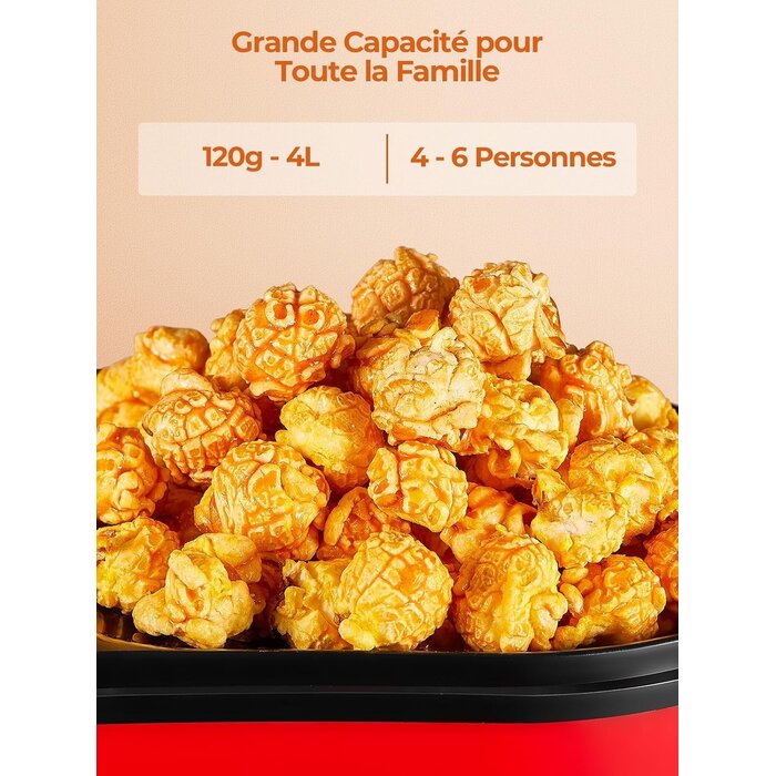 Machine à popcorn 4L 1400W rouge - 31% de remise