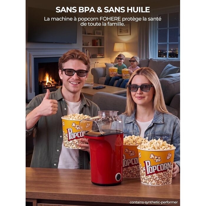 Machine à popcorn 4L 1400W rouge - 31% de remise
