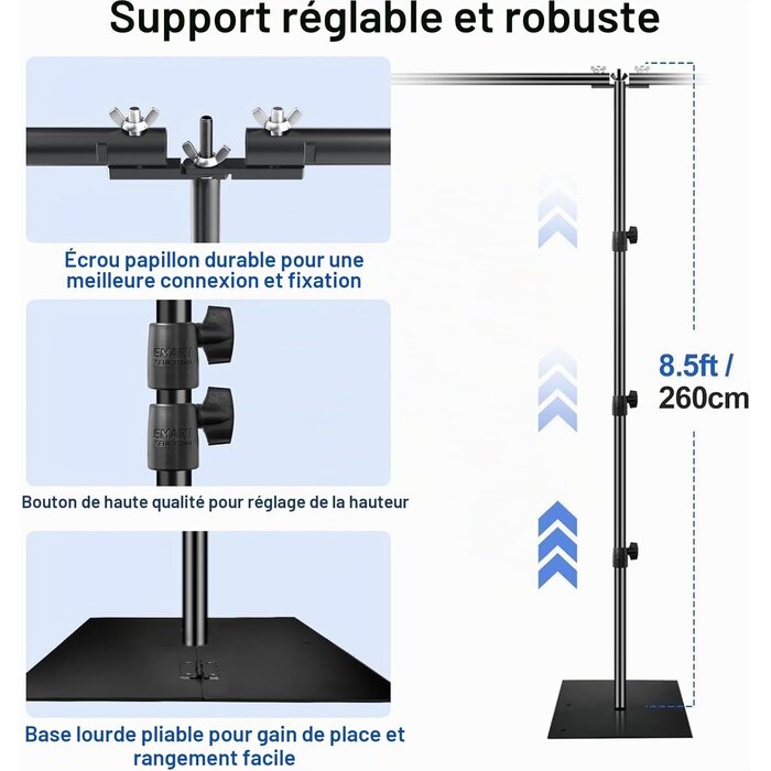 Support de fond photo réglable - 35% de remise - 4,7m à 9m largeur