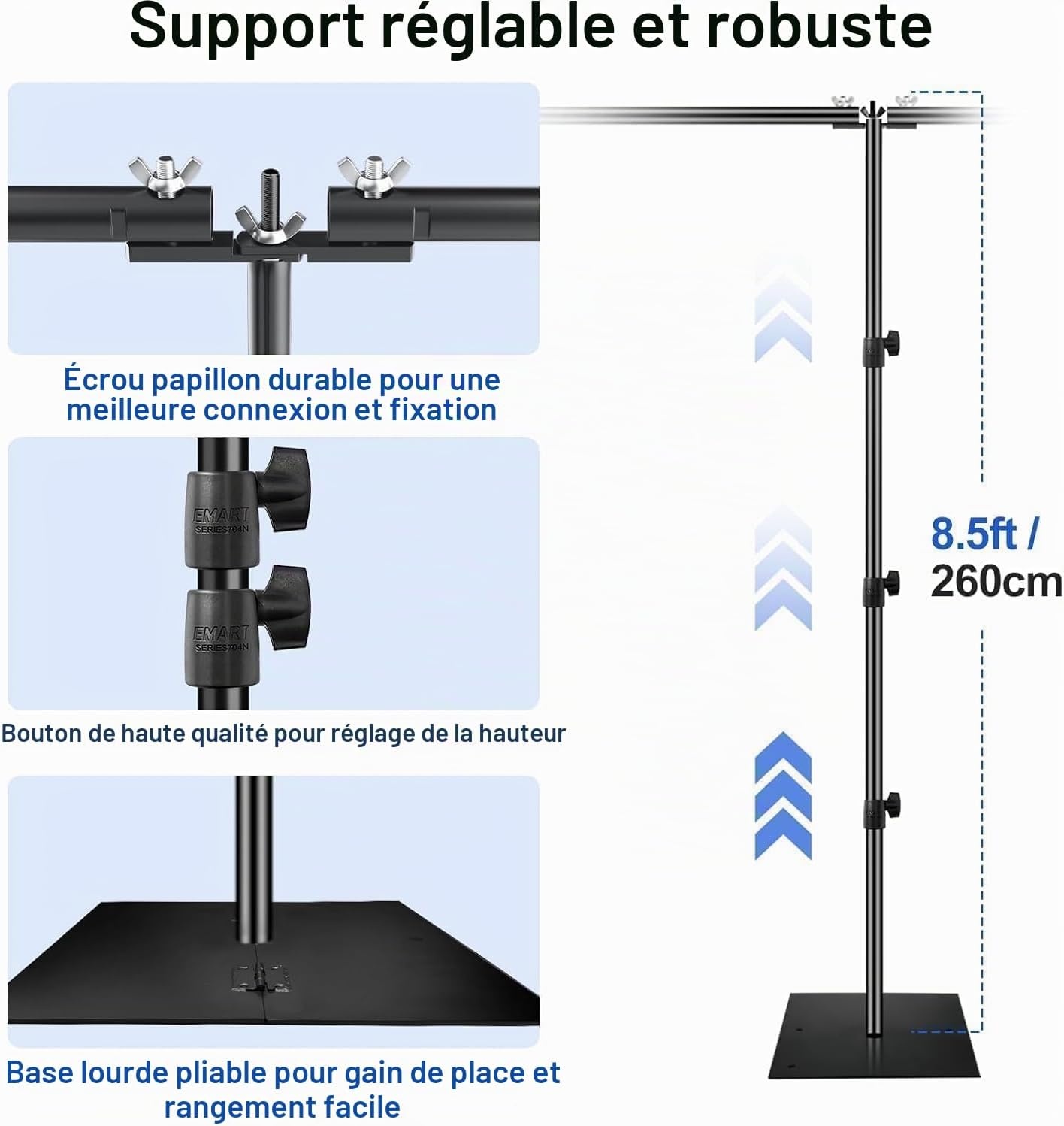 Support de fond photo réglable - 35% de remise - 4,7m à 9m largeur