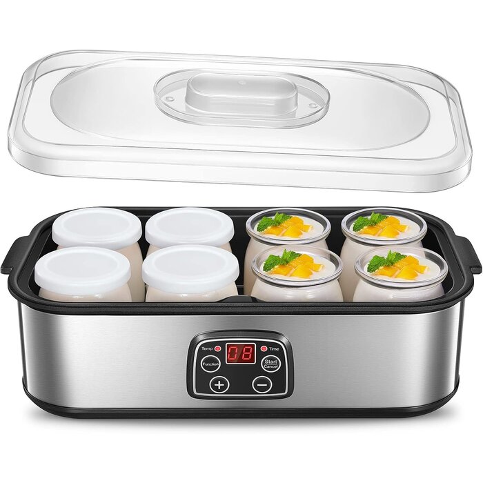 Yaourtière électrique 8 pots 180 ml - Inox - Écran tactile - 33% de remise