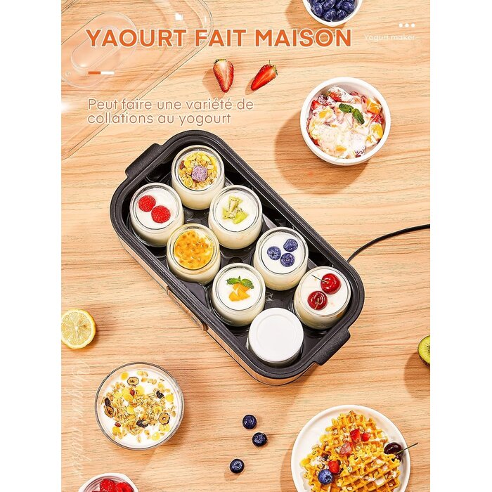 Yaourtière électrique 8 pots 180 ml - Inox - Écran tactile - 33% de remise