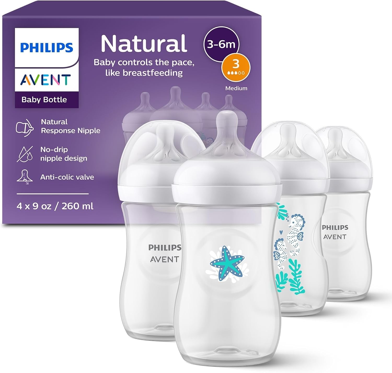 Lot de 3 biberons 260 ml - Débit lent - 27% de remise