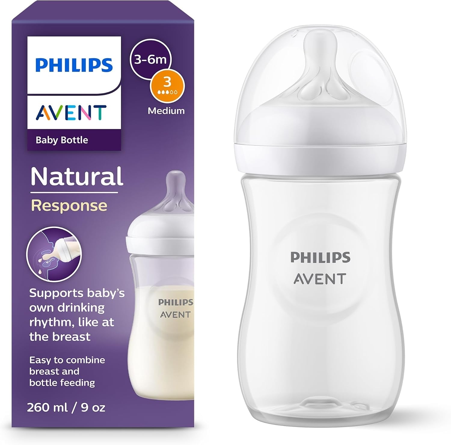 Lot de 3 biberons 260 ml - Débit lent - 27% de remise