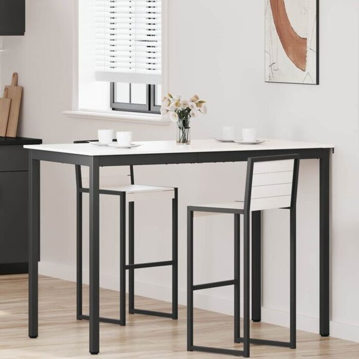 Table haute de bar en bois massif 150x80cm - Blanc - 35% de remise
