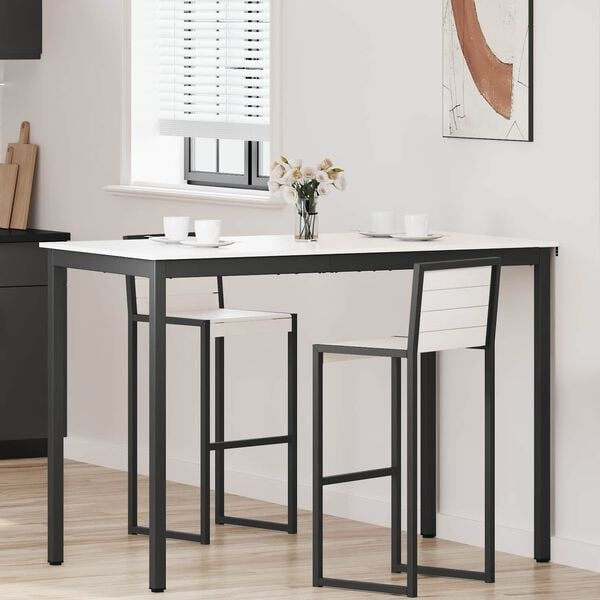 Table haute de bar en bois massif 150x80cm - Blanc - 35% de remise