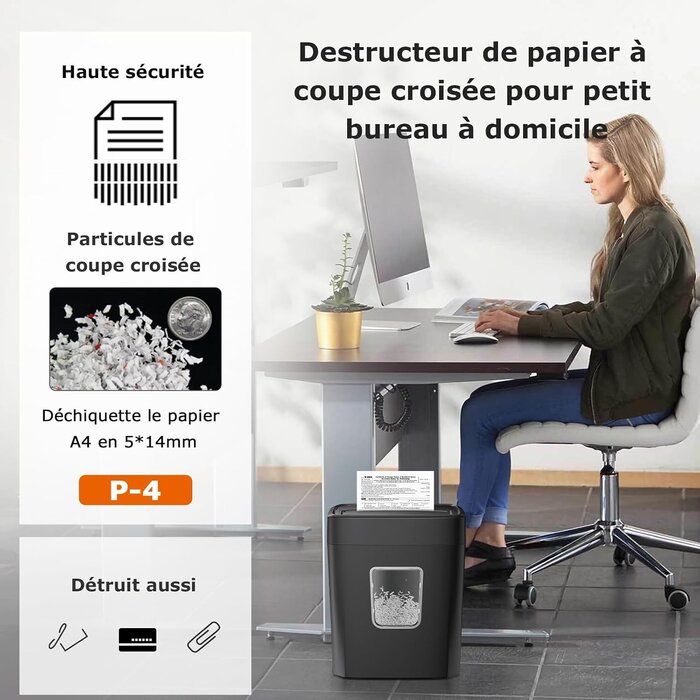 Déchiqueteuse papier coupe croisée P-4 16L - 32% de remise - Noir