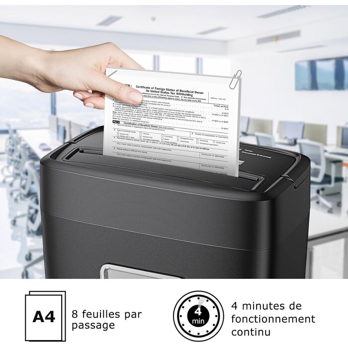 Déchiqueteuse papier coupe croisée P-4 16L - 32% de remise - Noir