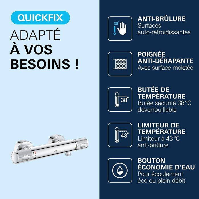 Mitigeur de douche thermostatique Precision Feel chromé - 35% de remise