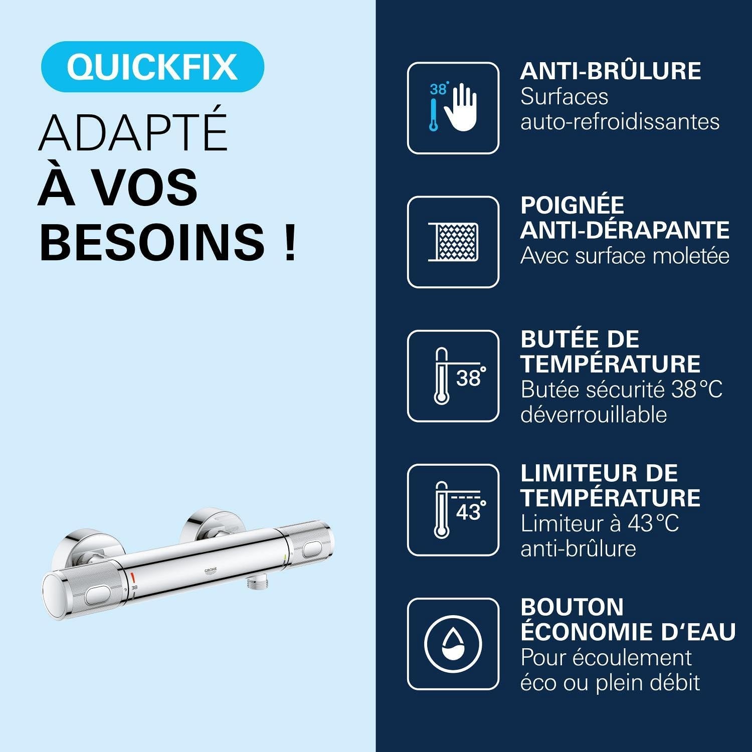 Mitigeur de douche thermostatique Precision Feel chromé - 35% de remise