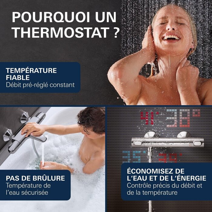 Mitigeur de douche thermostatique Precision Feel chromé - 35% de remise