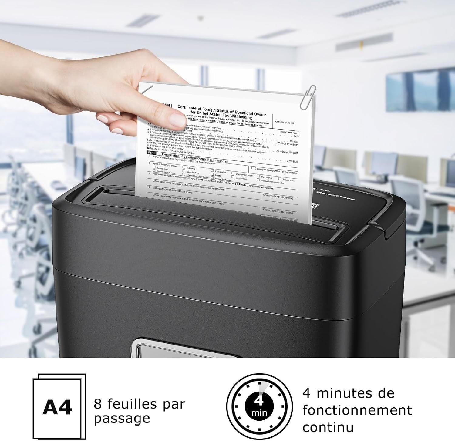 Destructeur de documents P-4 Coupe croisée 8 feuilles - 32% de remise