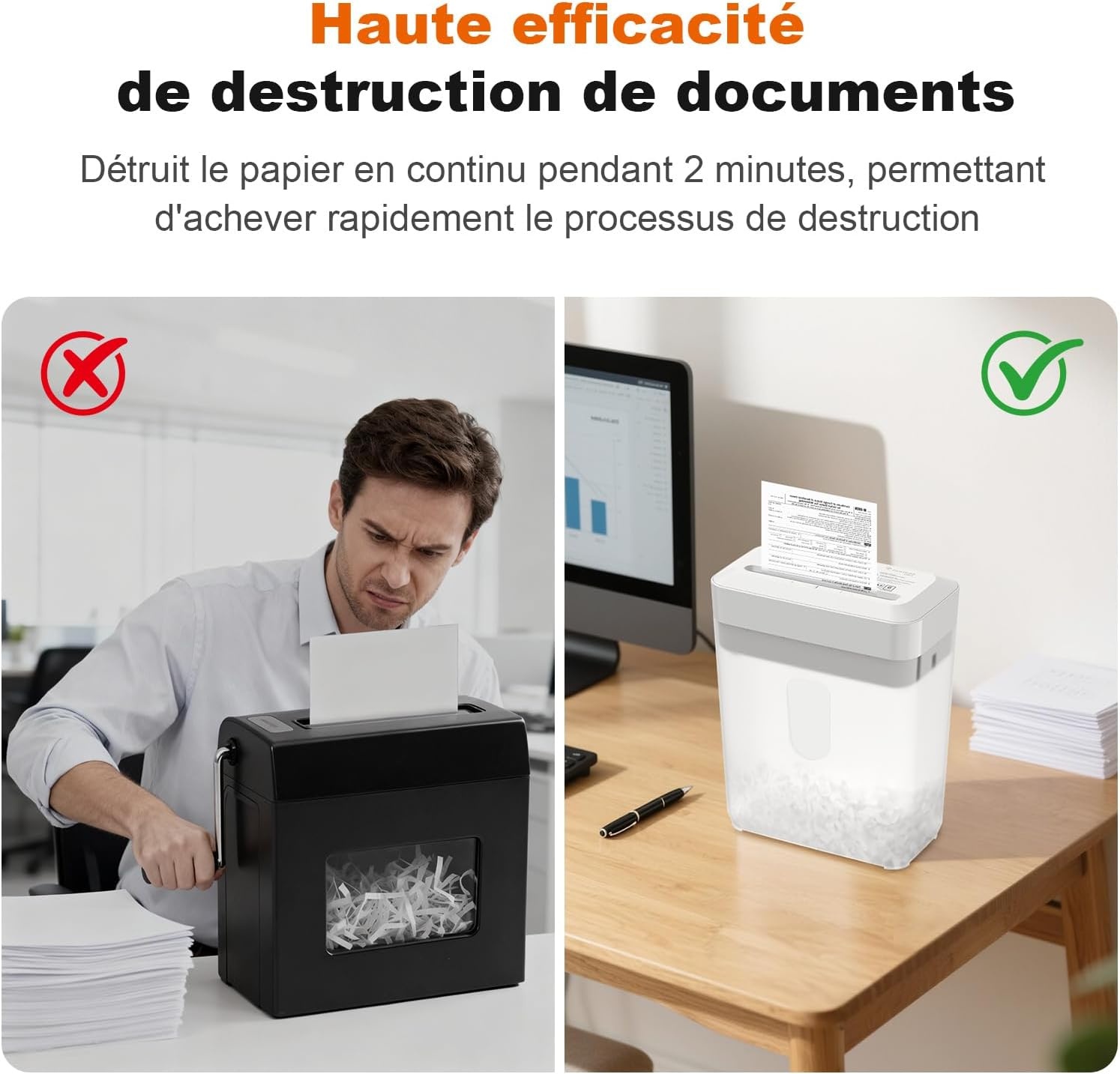 Destructeur de documents compact blanc - Coupe croisée - 33% de remise
