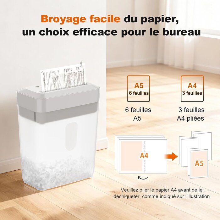 Destructeur de documents compact blanc - Coupe croisée - 33% de remise