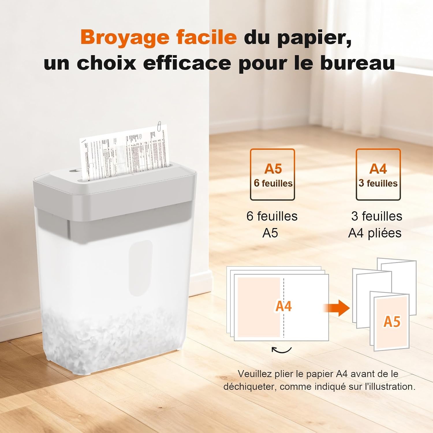 Destructeur de documents compact blanc - Coupe croisée - 33% de remise
