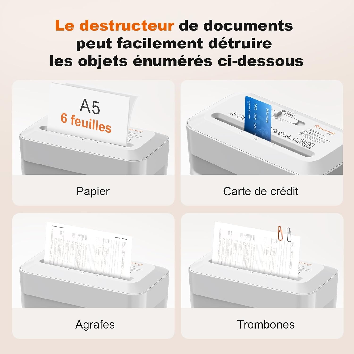 Destructeur de documents compact blanc - Coupe croisée - 33% de remise
