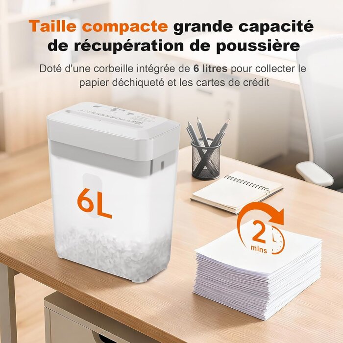 Destructeur de documents compact blanc - Coupe croisée - 33% de remise