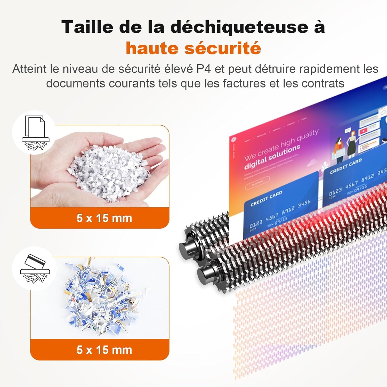Destructeur de documents compact blanc - Coupe croisée - 33% de remise