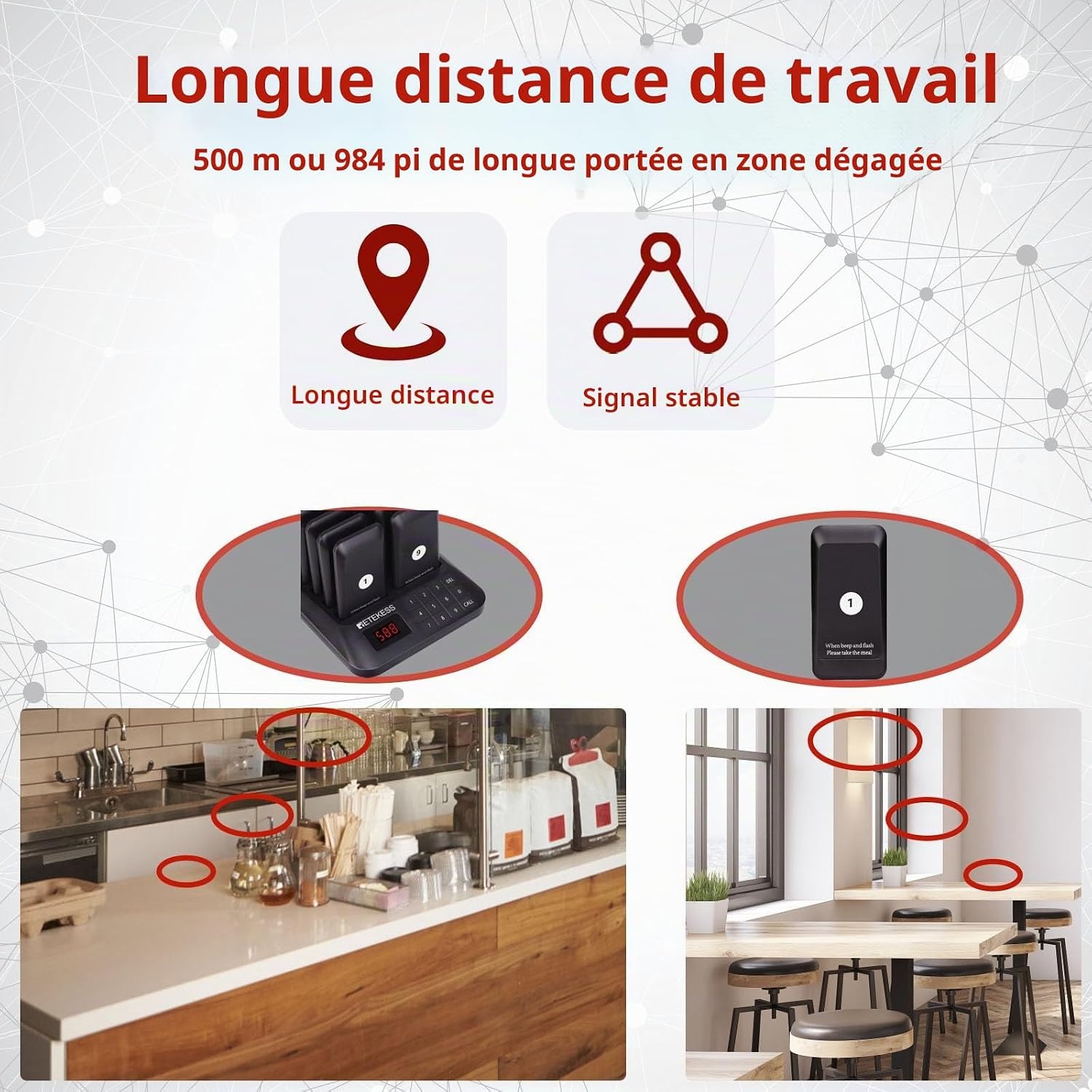 Système d'appel sans fil 32 Pagers - Portée 500m - 30% de remise