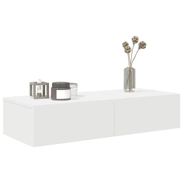 Étagère murale avec tiroirs 80x33x17 cm - Blanc - 34% de remise