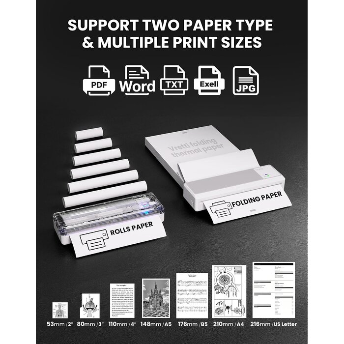 Imprimante thermique A4 portable sans encre - Bluetooth et USB - 29% de remise