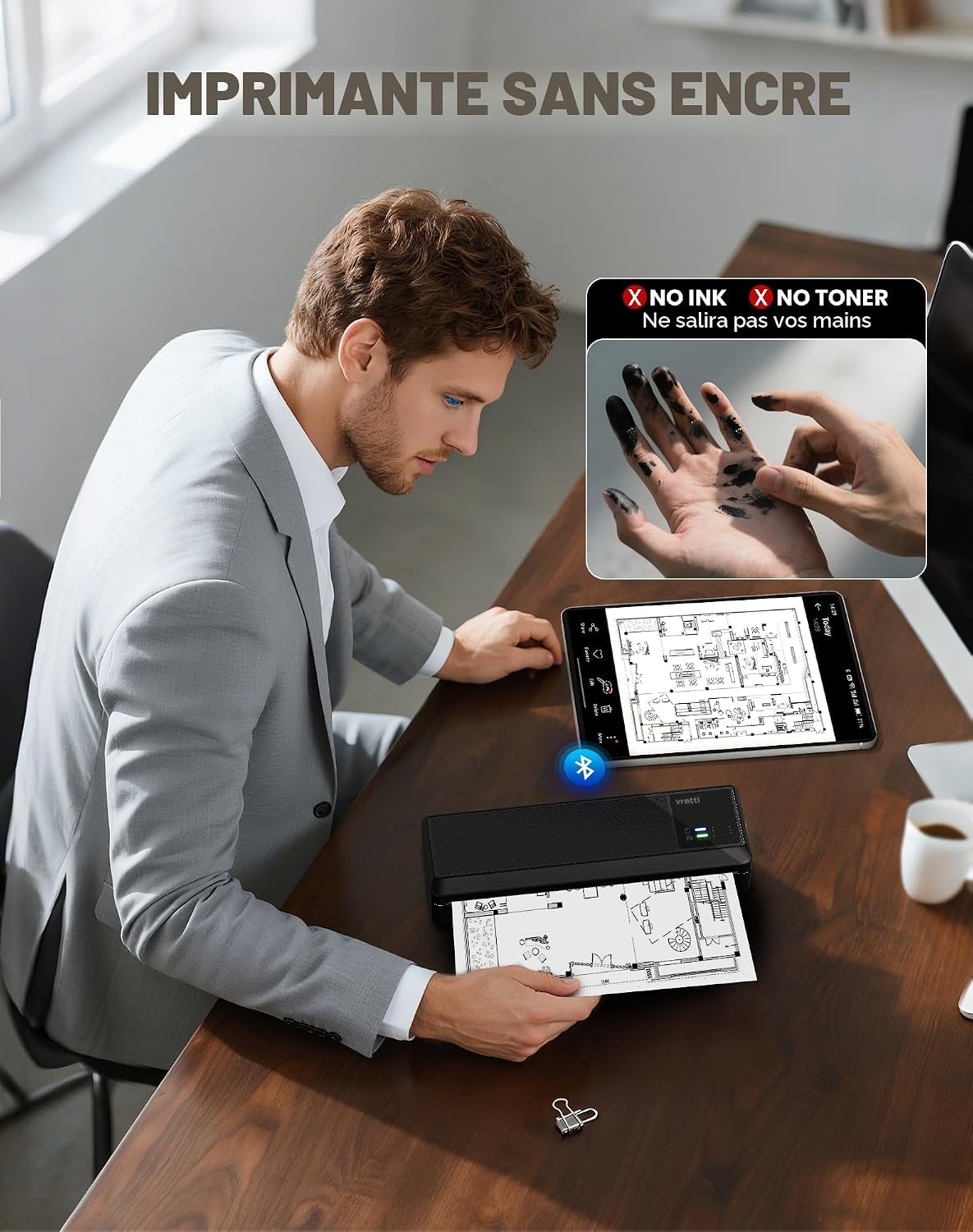 Imprimante thermique portable A4 - Bluetooth & USB-C - 34% de remise