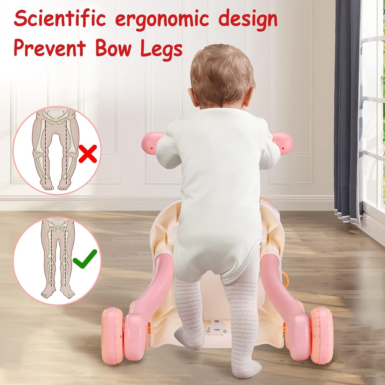 Trotteur et table d'activité 2-en-1 - Rose - 33% de remise