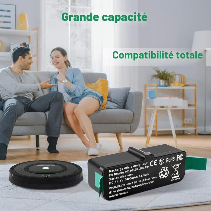 Batterie Li-ion 6400mAh pour Aspirateur Robot - 32% de remise