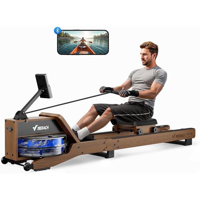 Rameur à eau en bois d'hévéa pliable - 30% de remise