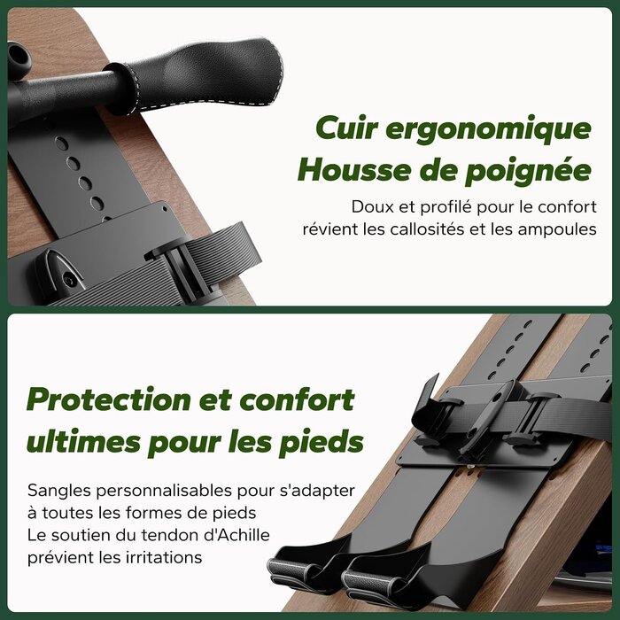 Rameur à eau en bois d'hévéa pliable - 30% de remise