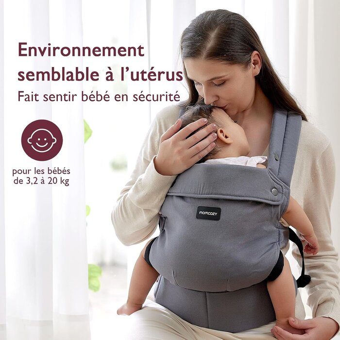 Porte-bébé ergonomique gris 3-20 kg - 33% de remise