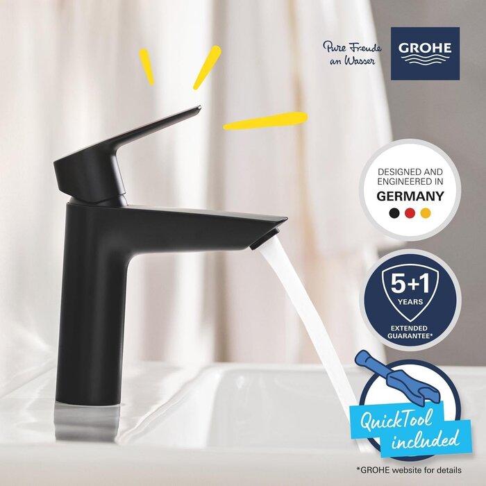 Mitigeur lavabo noir mat 19 cm, économiseur d'eau, -34% de remise
